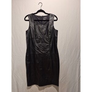 Vtg Spenser Jeremy Genuine Lamb‎ Leather Sleeveless Cocktail Dress Black Size 10